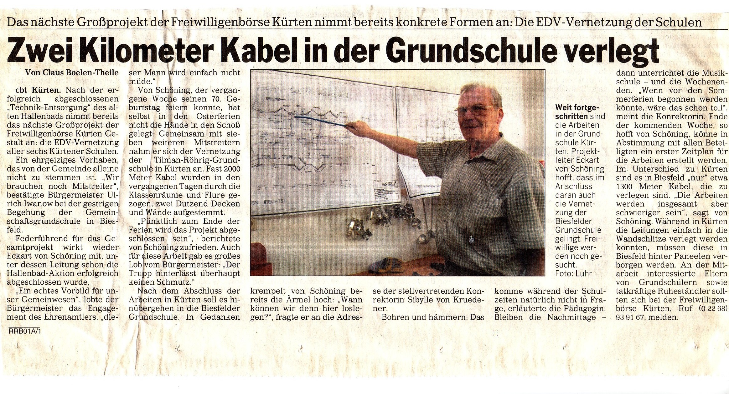 Zeitungsartikel aus dem Kölner Stadtanzeiger vom April 2002